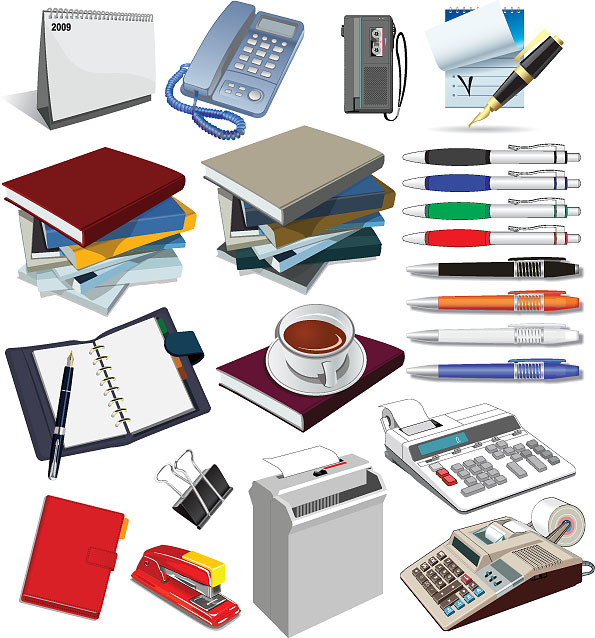 精美办公用品系列素材 提升设计品质的EPS格式资源